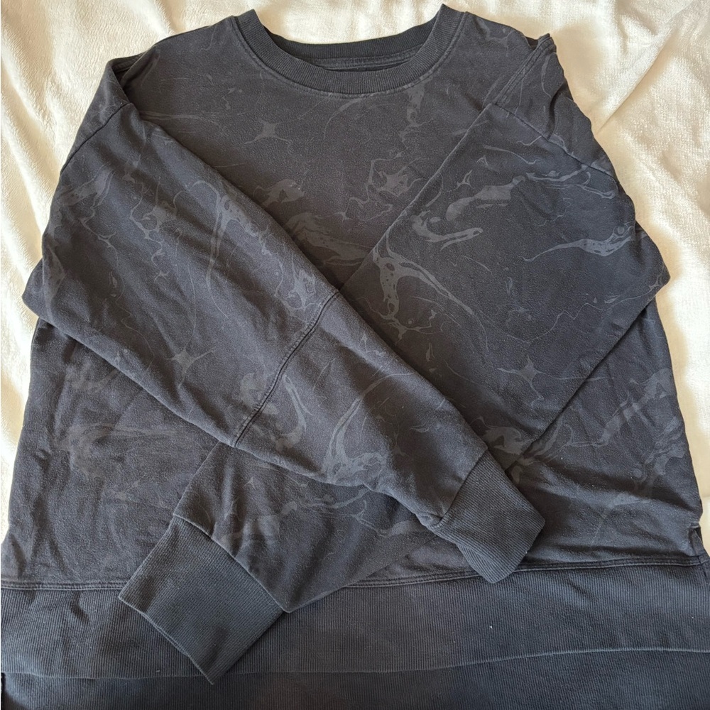 Women’s Black Marbled Crewneck Sweater